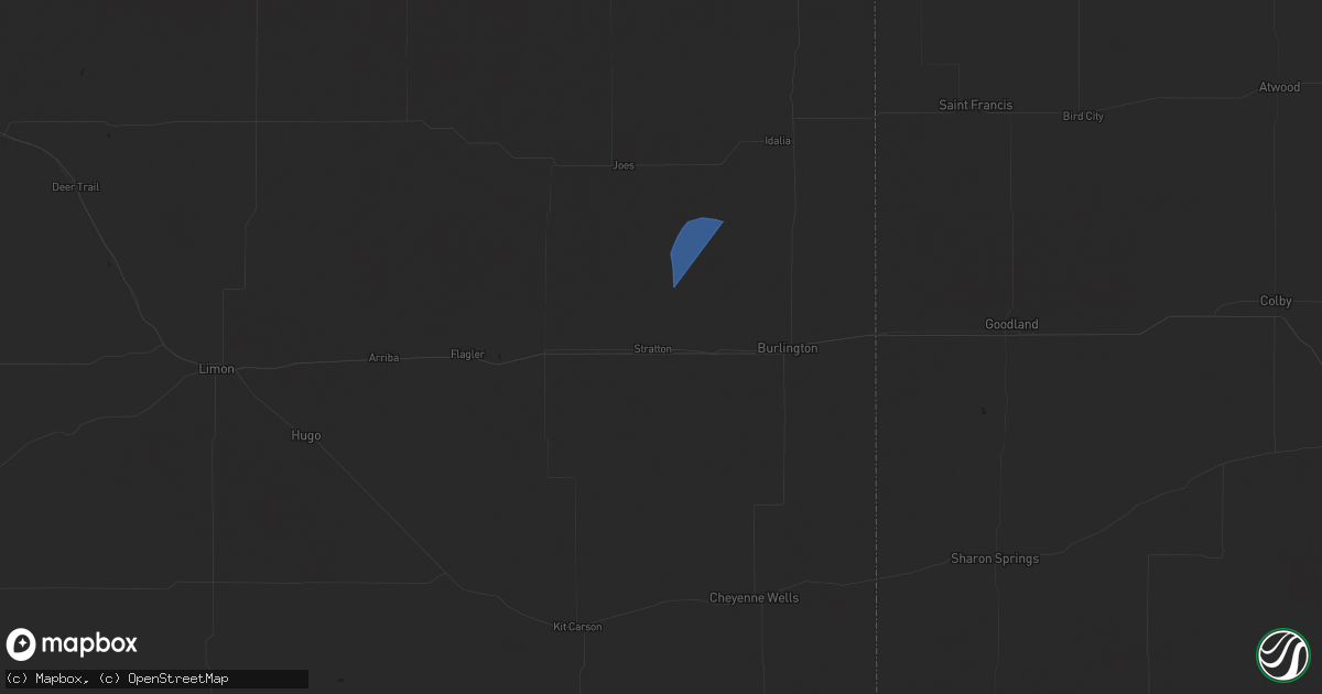 Hail map in Stratton, CO on August 5, 2025