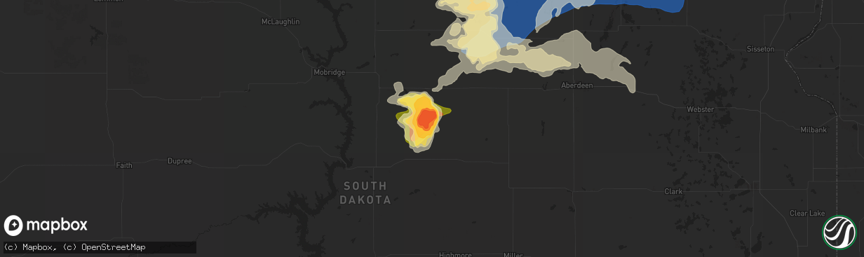 Hail map in Tolstoy, SD on August 5, 2025