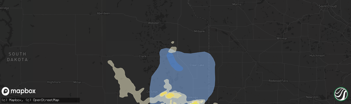 Hail map in Watertown, SD on August 5, 2025