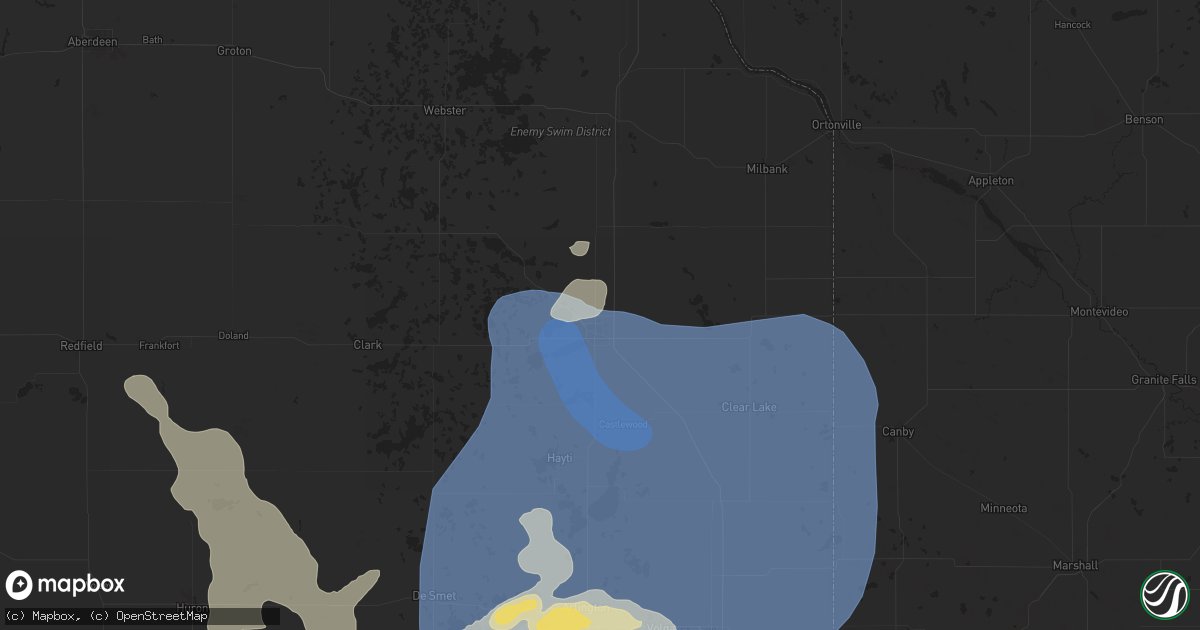 Hail map in Watertown, SD on August 5, 2025