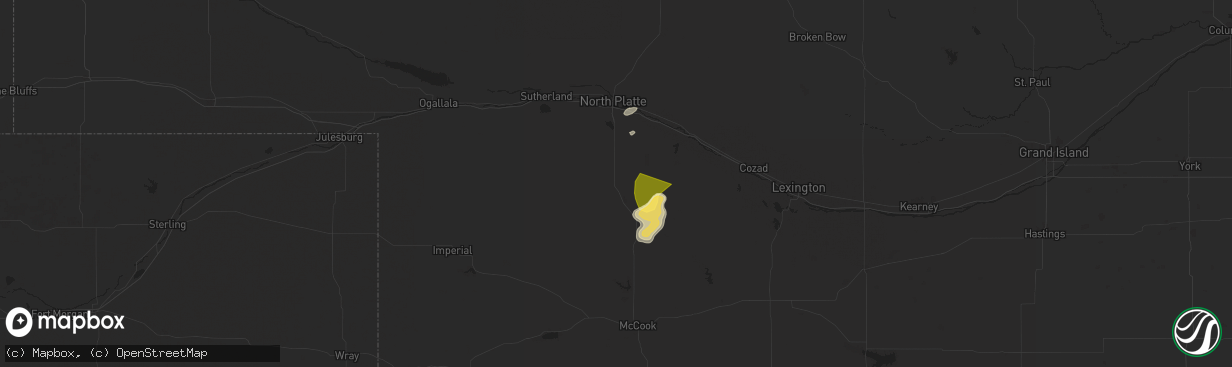 Hail map in Wellfleet, NE on August 5, 2025