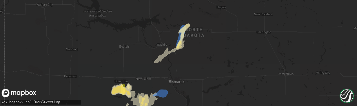 Hail map in Wilton, ND on August 5, 2025