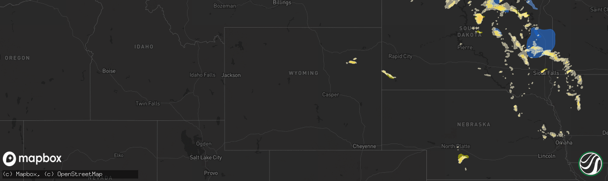 Hail map in Wyoming on August 5, 2025