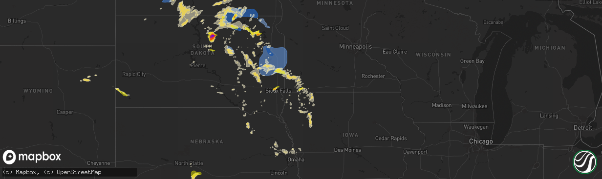 Hail map on August 5, 2025
