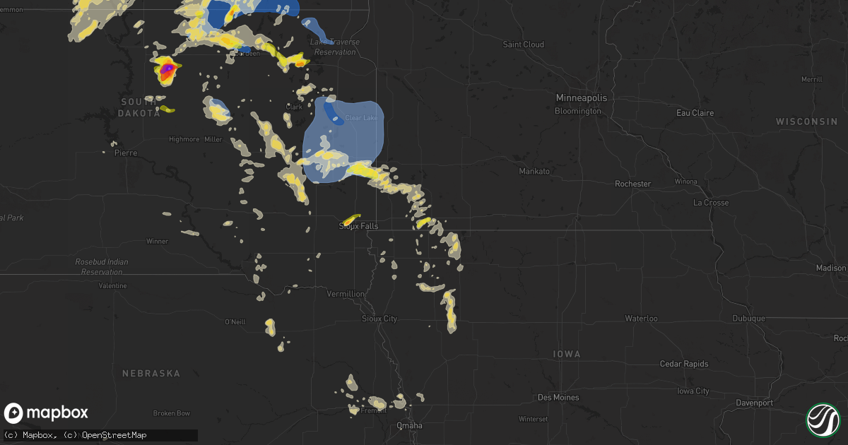 Hail map on August 5, 2025