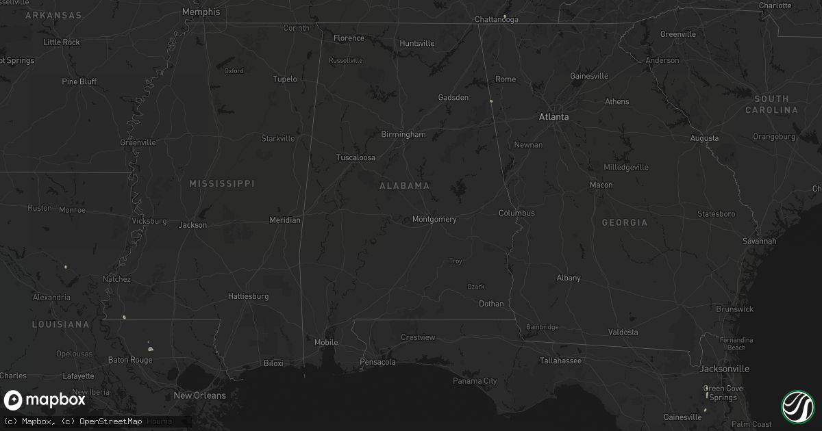 Hail map in Alabama on August 5, 2026