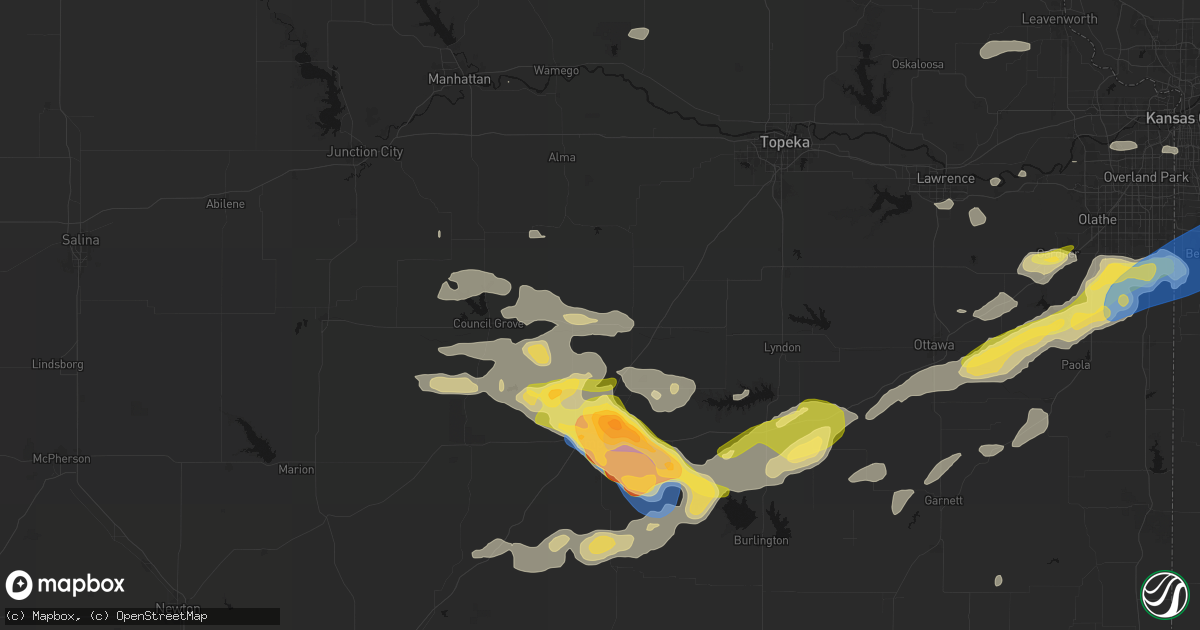 Hail map in Allen, KS on August 5, 2026