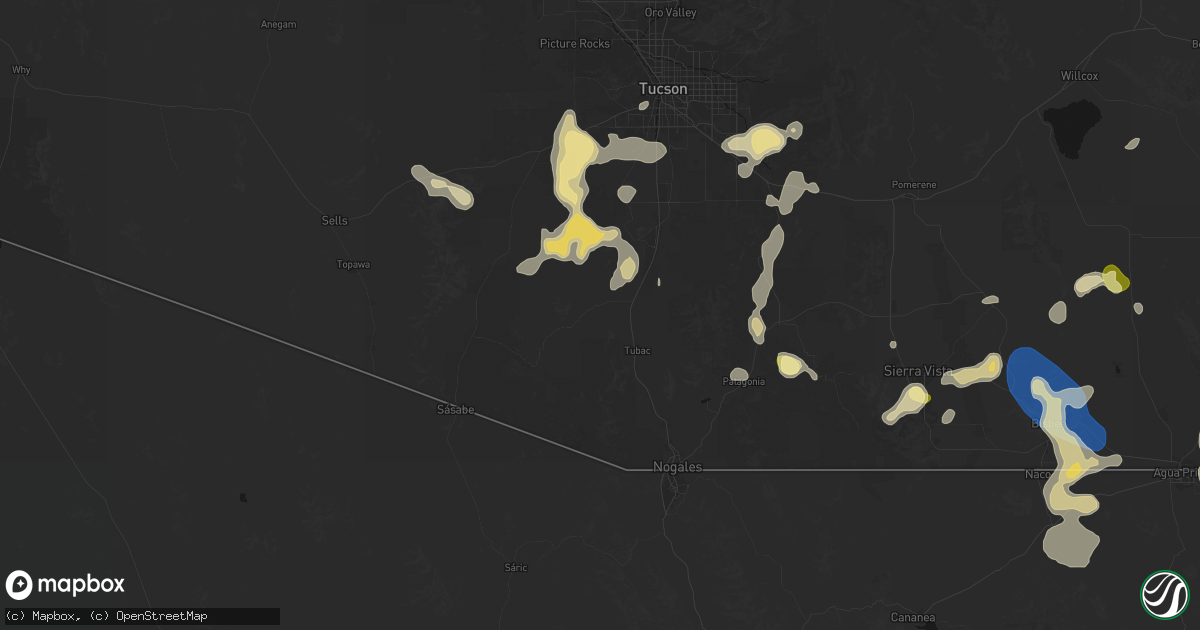 Hail map in Amado, AZ on August 5, 2026