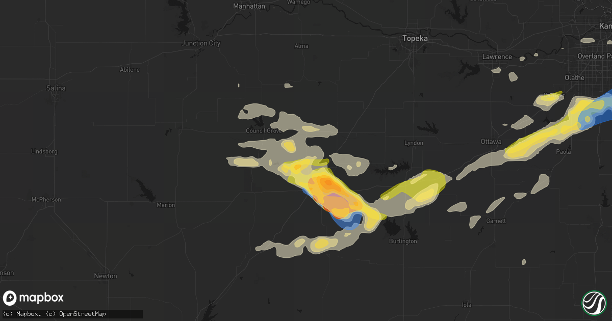Hail map in Americus, KS on August 5, 2026