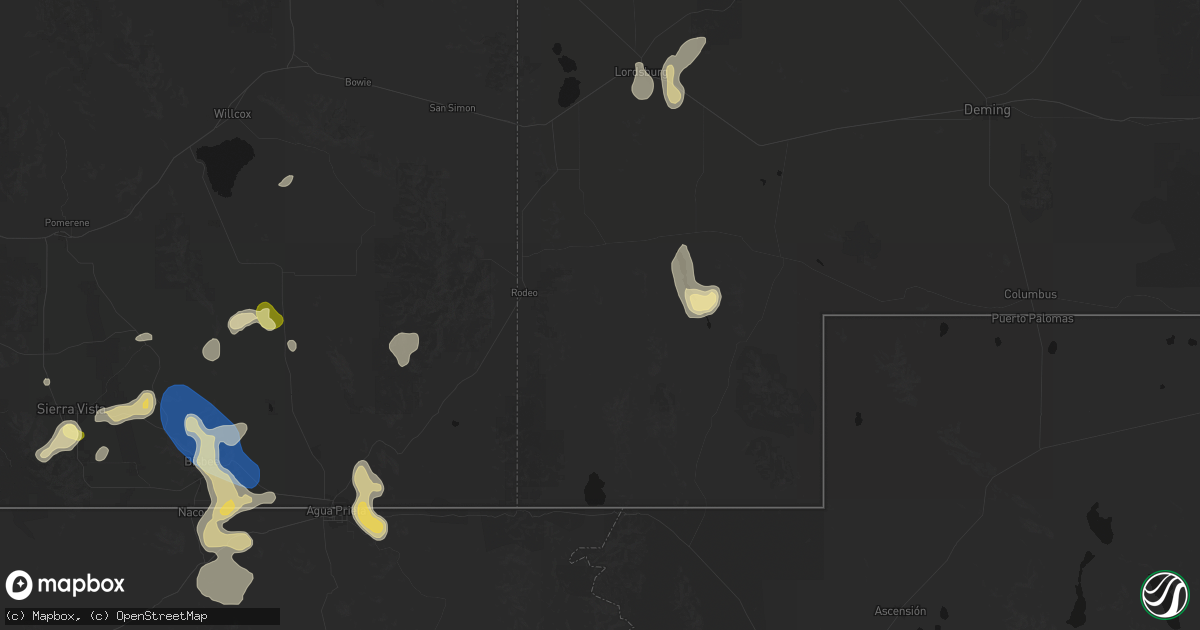 Hail map in Animas, NM on August 5, 2026
