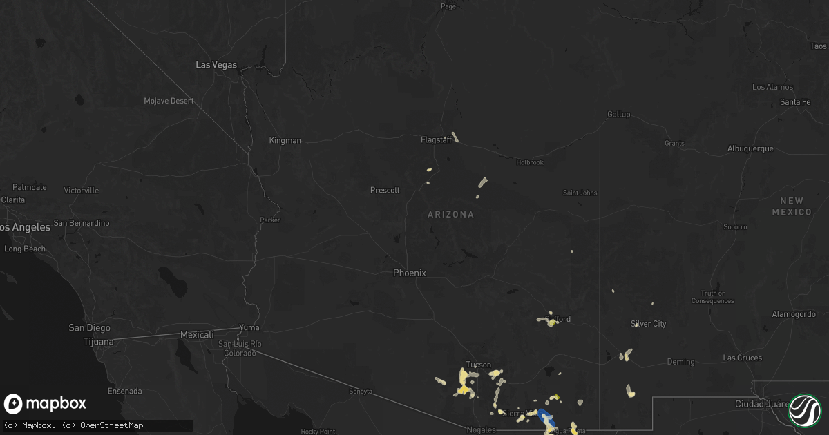Hail map in Arizona on August 5, 2026