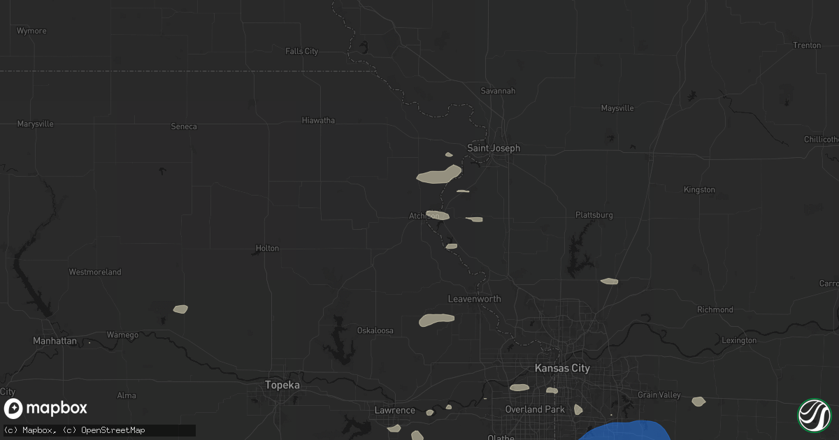 Hail map in Atchison, KS on August 5, 2026