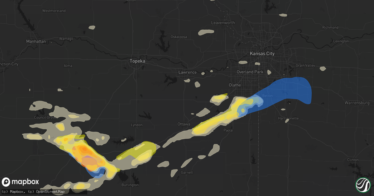 Hail map in Baldwin City, KS on August 5, 2026