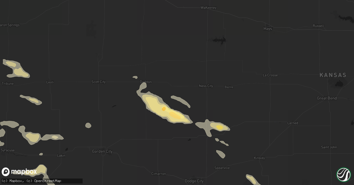 Hail map in Beeler, KS on August 5, 2026