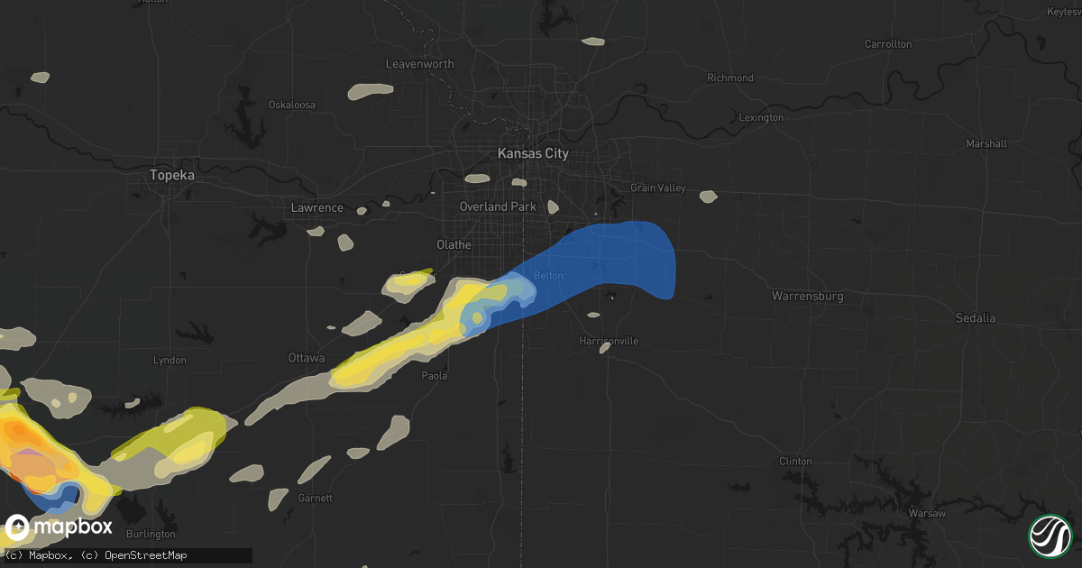Hail map in Belton, MO on August 5, 2026