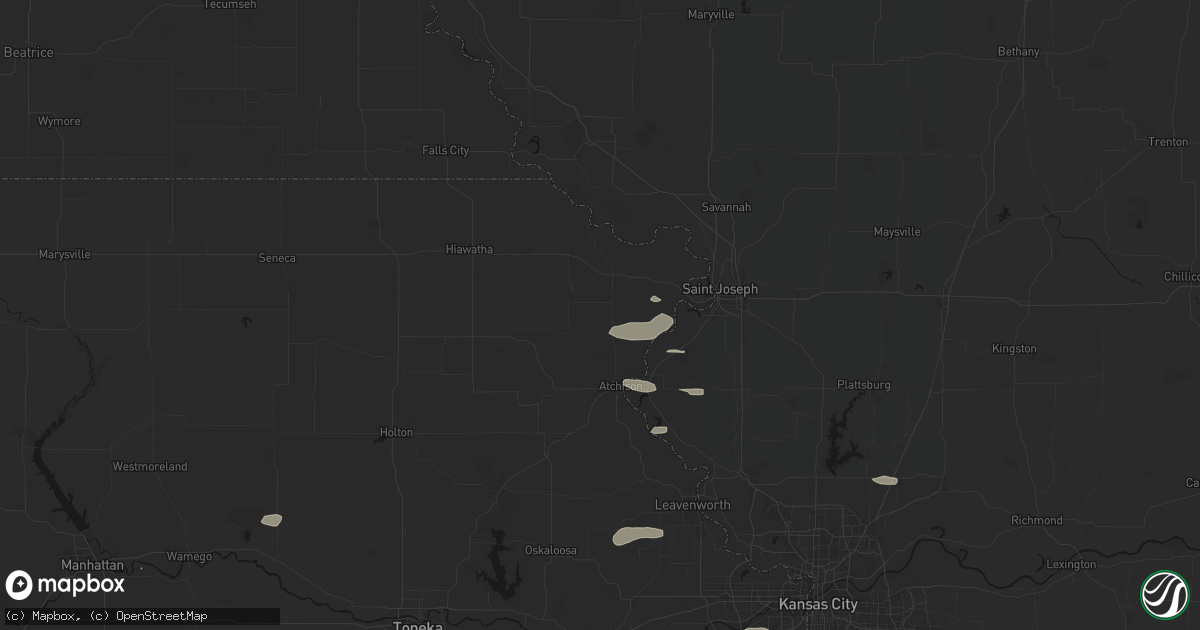 Hail map in Bendena, KS on August 5, 2026