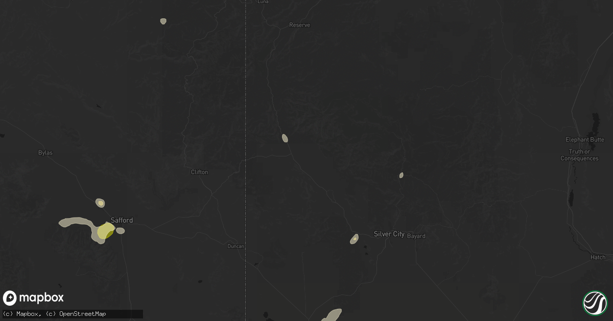 Hail map in Buckhorn, NM on August 5, 2026