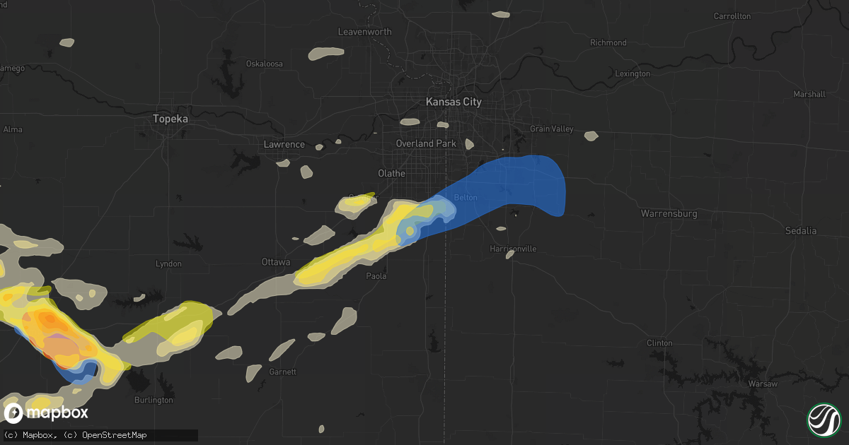 Hail map in Bucyrus, KS on August 5, 2026