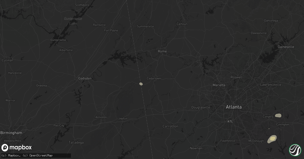 Hail map in Cedartown, GA on August 5, 2026
