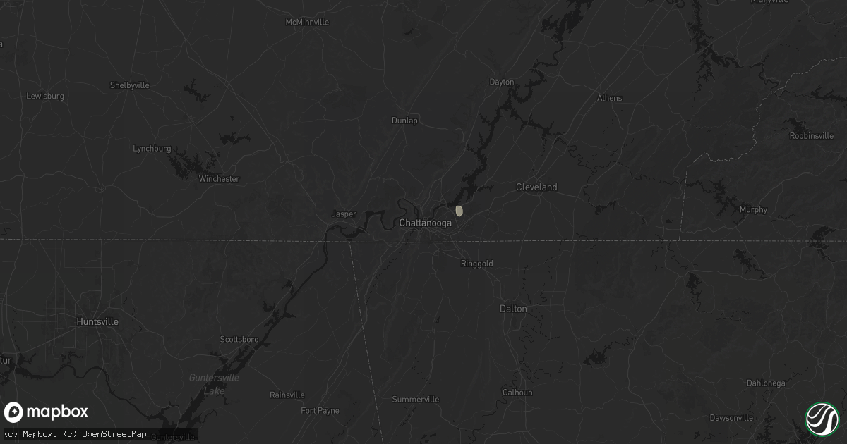 Hail map in Chattanooga, TN on August 5, 2026