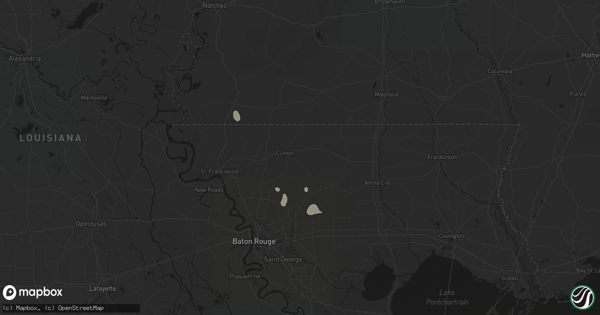 Hail map in Clinton, LA on August 5, 2026