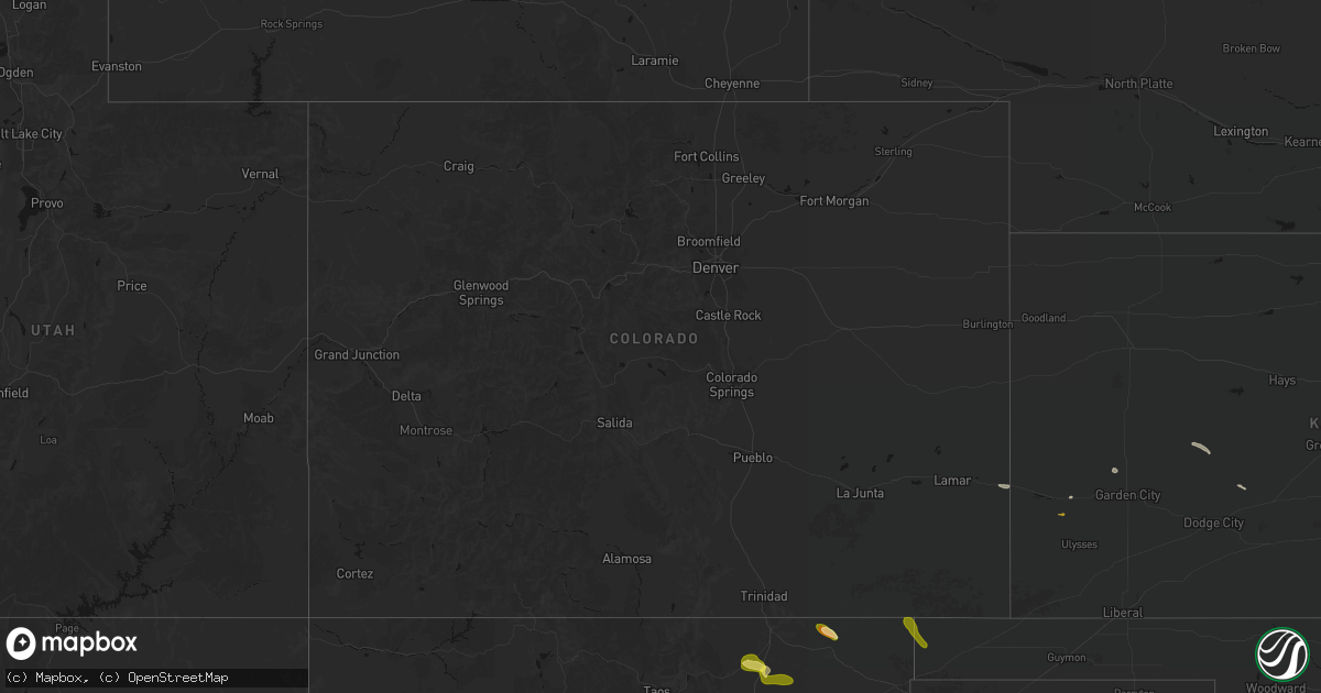 Hail map in Colorado on August 5, 2026
