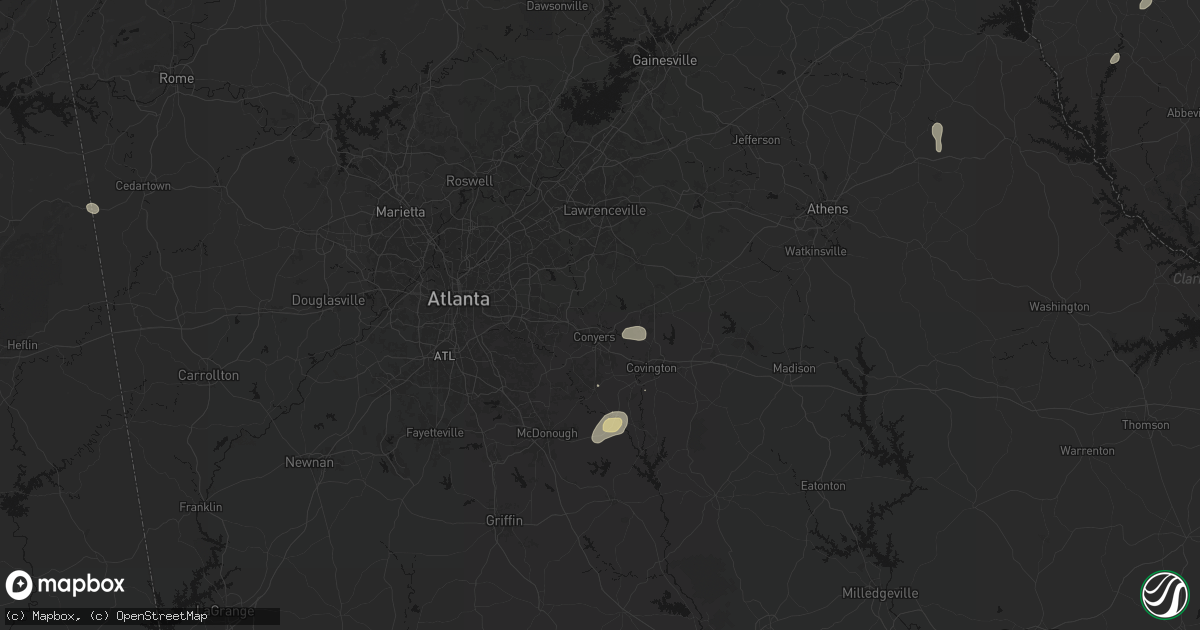 Hail map in Conyers, GA on August 5, 2026