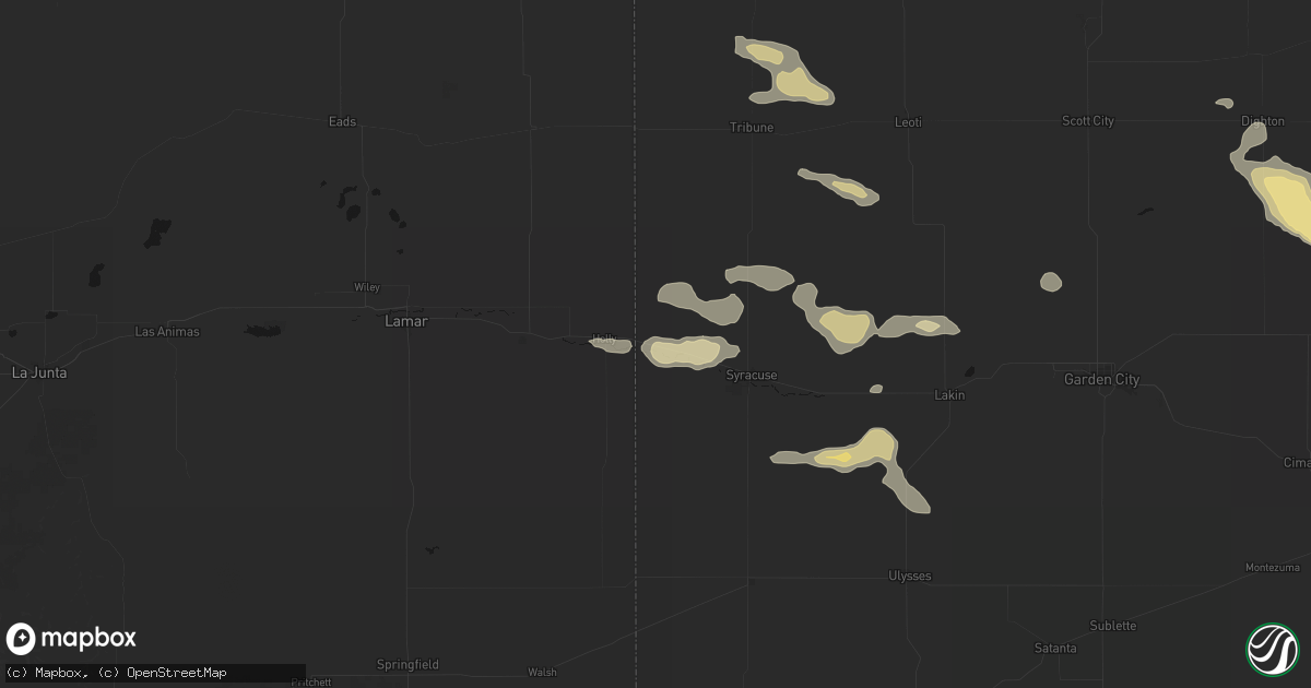 Hail map in Coolidge, KS on August 5, 2026