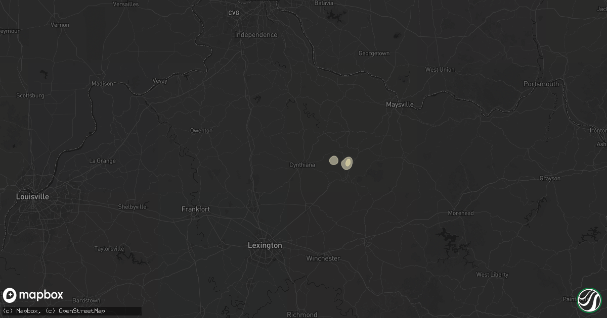 Hail map in Cynthiana, KY on August 5, 2026