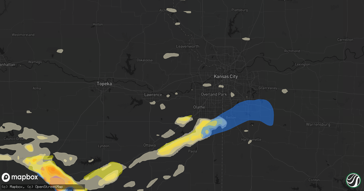 Hail map in De Soto, KS on August 5, 2026
