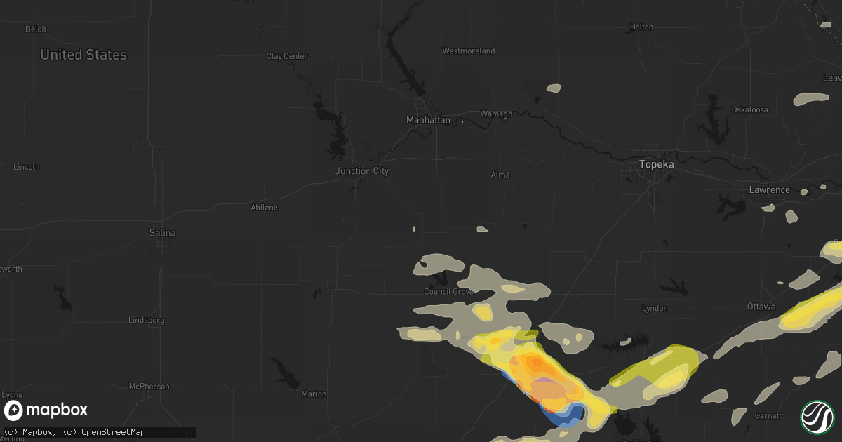 Hail map in Dwight, KS on August 5, 2026