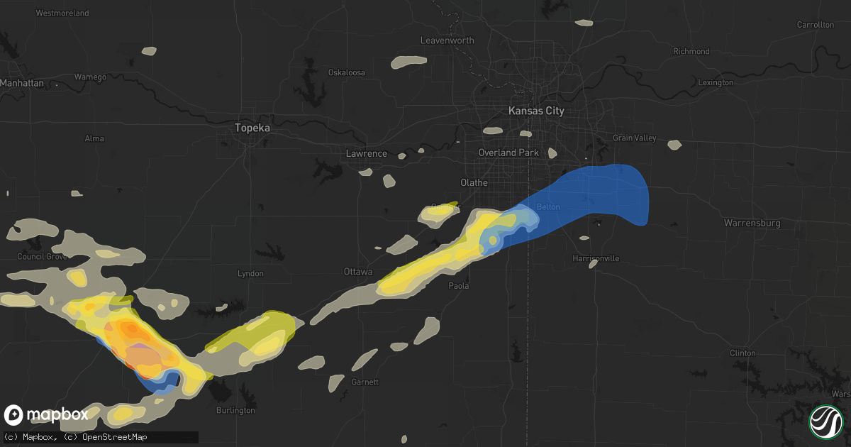 Hail map in Edgerton, KS on August 5, 2026