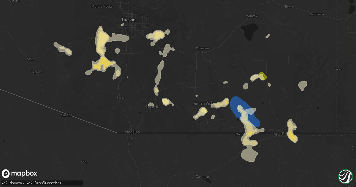 Hail map in Elgin, AZ on August 5, 2026