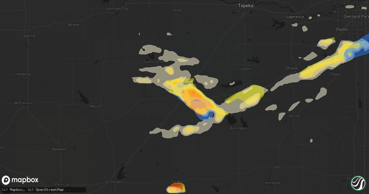 Hail map in Emporia, KS on August 5, 2026