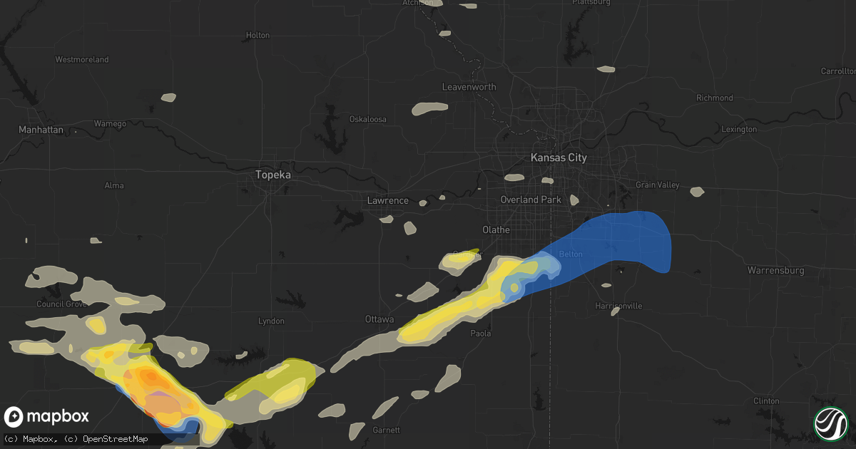Hail map in Eudora, KS on August 5, 2026