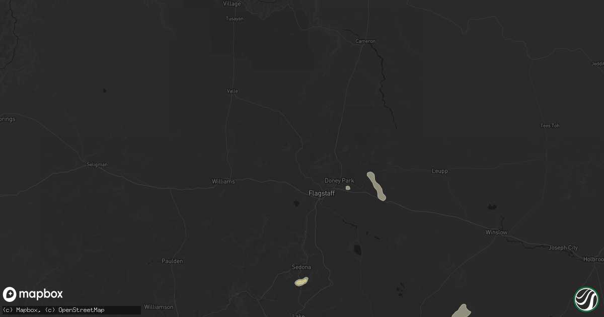 Hail map in Flagstaff, AZ on August 5, 2026