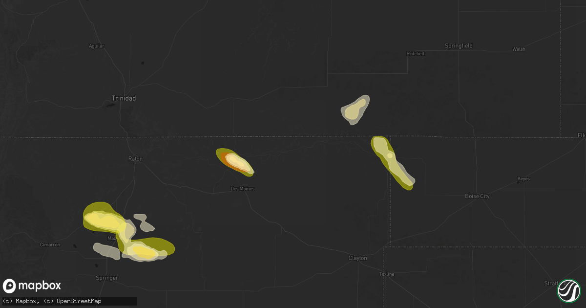 Hail map in Folsom, NM on August 5, 2026