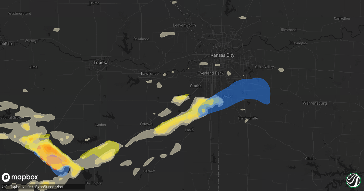 Hail map in Gardner, KS on August 5, 2026