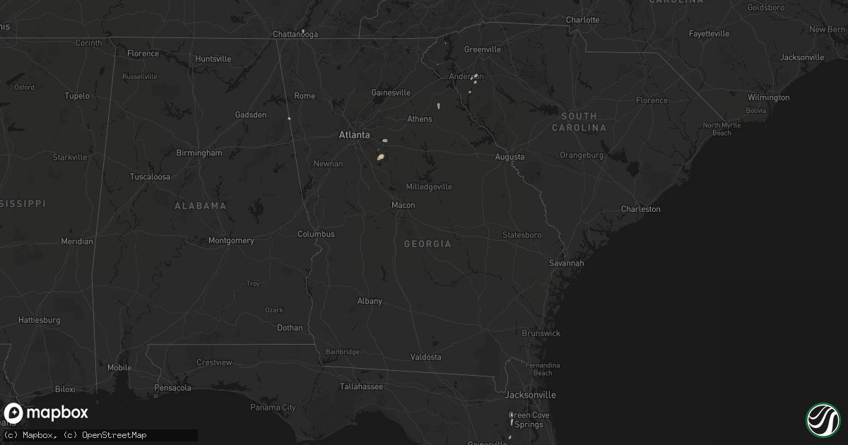 Hail map in Georgia on August 5, 2026
