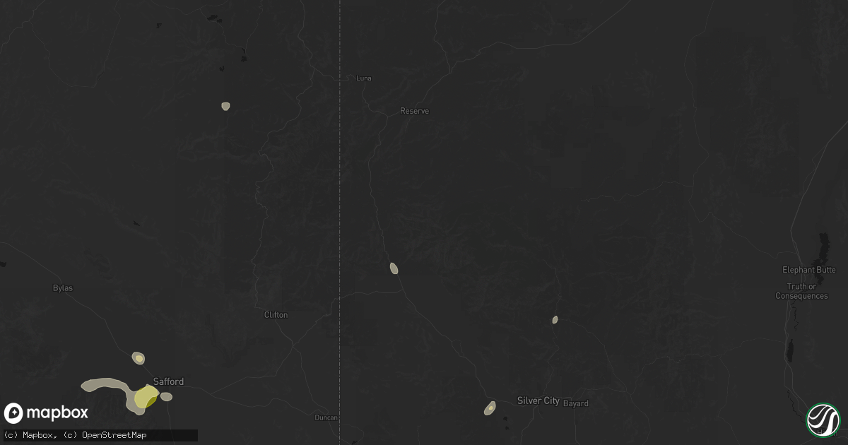 Hail map in Glenwood, NM on August 5, 2026