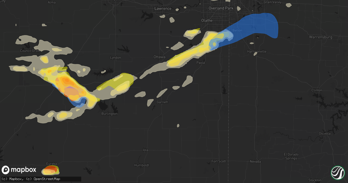Hail map in Greeley, KS on August 5, 2026