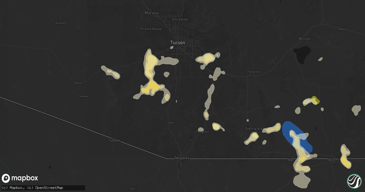 Hail map in Green Valley, AZ on August 5, 2026