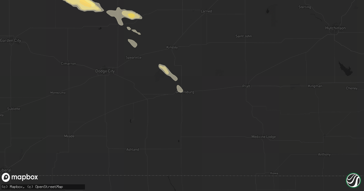 Hail map in Greensburg, KS on August 5, 2026