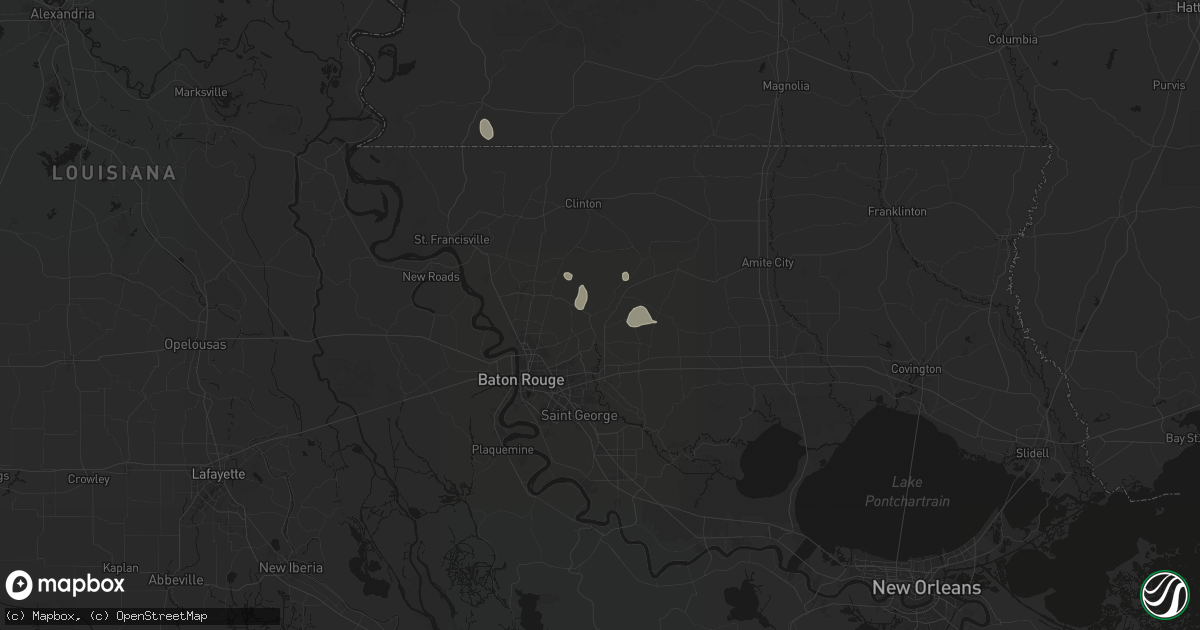 Hail map in Greenwell Springs, LA on August 5, 2026
