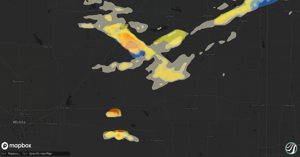 Hail map in Gridley, KS on August 5, 2026