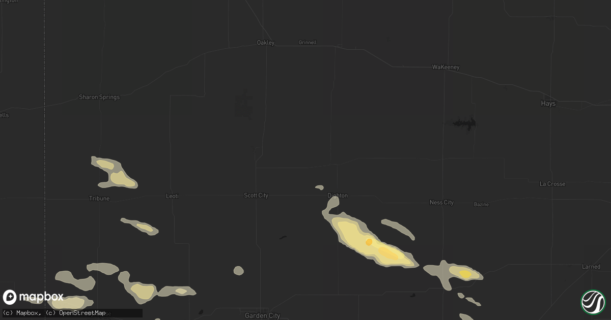 Hail map in Healy, KS on August 5, 2026