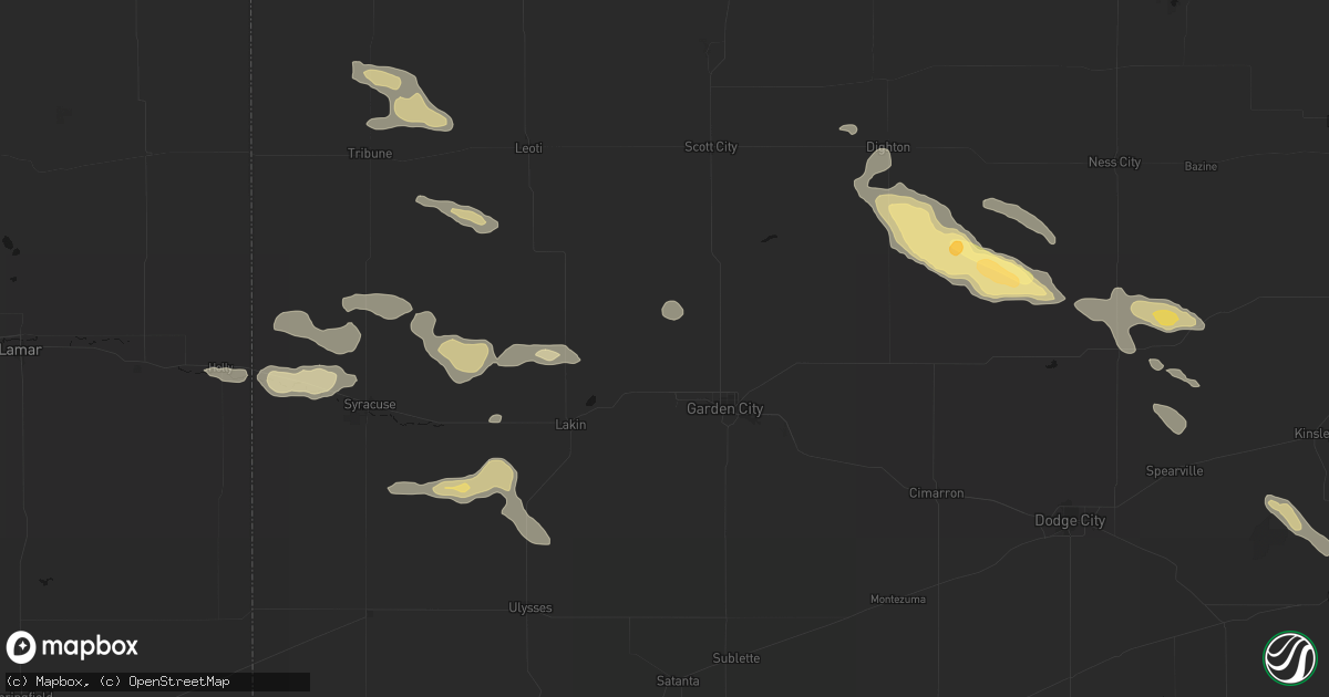 Hail map in Holcomb, KS on August 5, 2026