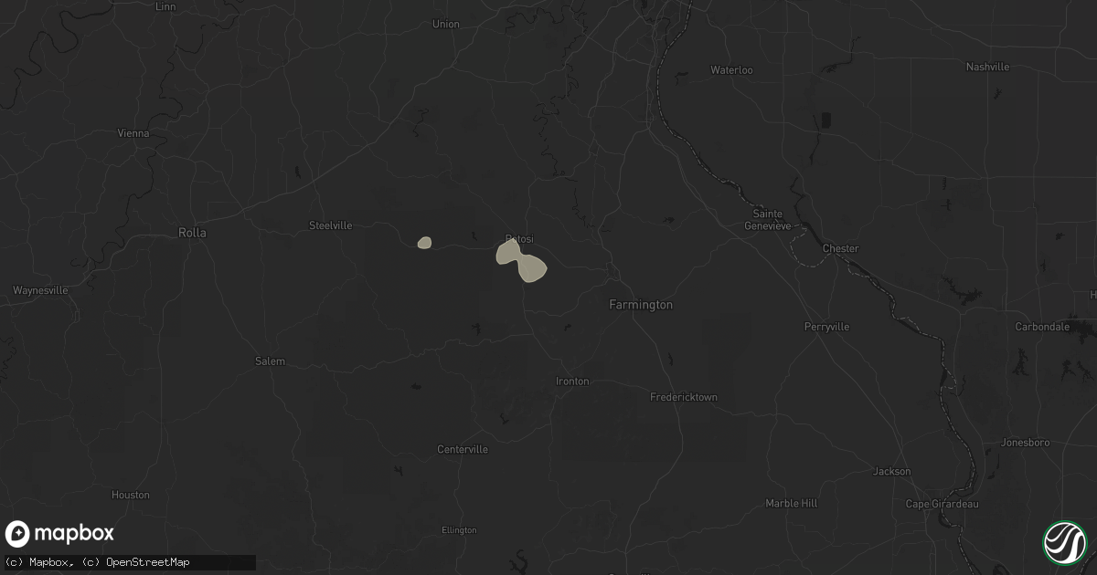 Hail map in Irondale, MO on August 5, 2026