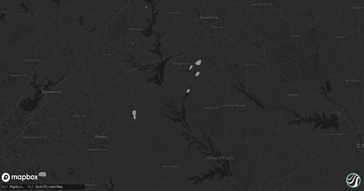 Hail map in Iva, SC on August 5, 2026