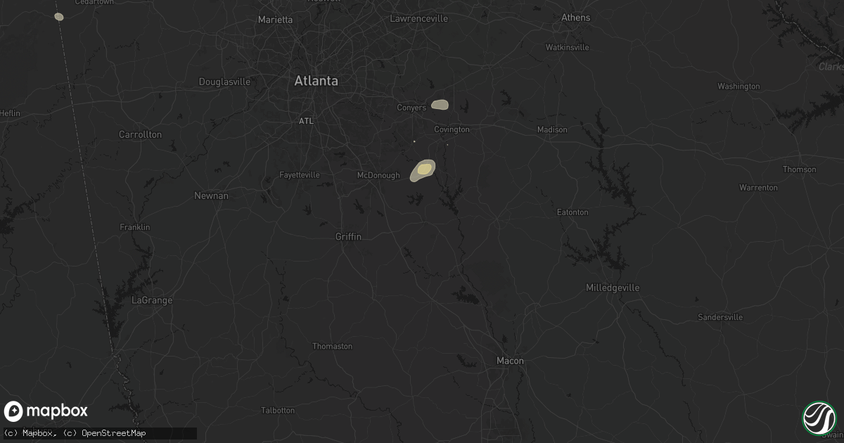 Hail map in Jackson, GA on August 5, 2026